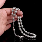 925 Ayar Gümüş Arpa Kesim Fizyon Tesbih Model 10 thumbnail 3