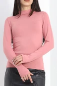 Gıronda Yarım Balıkçı Uzun Kolu Parmak Geçmeli Bluz Pembe - 21756.200. - 5
