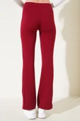 İspanyol Paça Çımalı Pantolon Bordo - 3