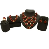 14 Ayar Kırmızı Akik Set - 1