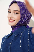 Kibrit Desen Yazma Eşarp Mor - 1