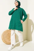 Kanguru Cepli İki İplik Tunik Yeşil thumbnail 2