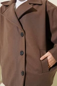 Yarasa Kol Kısa Kaşe Kaban Kahve - 4