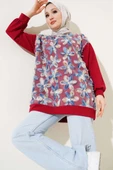 Tül Çiçekli İki İplik Tunik Bordo thumbnail 1