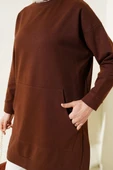 Kanguru Cepli İki İplik Tunik Kahve - 4