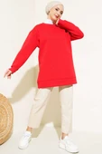 Önü Çımalı Üç İplik Tunik Kırmızı thumbnail 2
