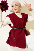 Kemerli Peluş Yelek Bordo thumbnail 1