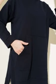 Kanguru Cepli İki İplik Tunik Lacivert - 4