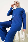 Önü Fermuarlı Tunik İkili Takım Lacivert - 2