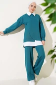 Gömlek Garnili Tunik İkili Takım Zümrüt - 1
