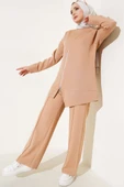 Önü Fermuarlı Tunik İkili Takım Camel - 1