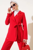 Yanı Bağlamalı Ceketli İkili Takım Kırmızı thumbnail 2