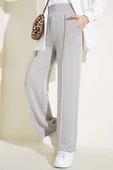 Geniş Bel Lastikli Çımalı Pantolon Gri thumbnail 2