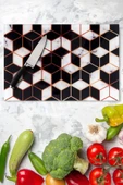 enc home Dama Desenli Kesme Tahtası Ve Sunum Tepsisi - 1