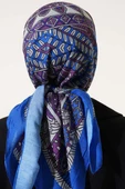 Sarmal Motif Bambu Eşarp Saks - 3