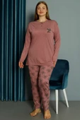 Gül Desen Viskon Büyük Beden Pijama Takımı Gül Kurusu thumbnail 2