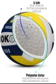 SEMİ-PRO Voleybol Topu Lamineli Beton Zemin SoftTouch İç-Dış Mekana Uygun 8 Panel Sarı-Mavi V1000 - 4