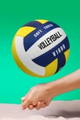 SEMİ-PRO Voleybol Topu Lamineli Beton Zemin SoftTouch İç-Dış Mekana Uygun 8 Panel Sarı-Mavi V1000 - 6