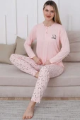 Yaka Çiçek Nakışlı Pijama Takımı Yavru Ağzı thumbnail 2