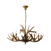 Apliqa Zoye Ahşap 5'li Geyik Boynuzu Desenli Modern Kafe Restoran. Salon Avize thumbnail 3