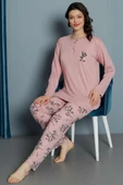 Yaprak Desen Viskon Pijama Takımı Gül Kurusu thumbnail 1