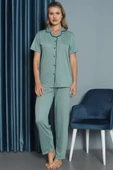 Mini Puantiyeli Kısa Kol Pijama Takımı Mint thumbnail 2