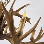 Apliqa Zoye Ahşap 5'li Geyik Boynuzu Desenli Modern Kafe Restoran. Salon Avize thumbnail 6