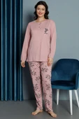 Yaprak Desen Viskon Pijama Takımı Gül Kurusu thumbnail 2