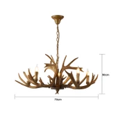 Apliqa Zoye Ahşap 5'li Geyik Boynuzu Desenli Modern Kafe Restoran. Salon Avize thumbnail 5