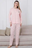 Yaka Çiçek Nakışlı Pijama Takımı Yavru Ağzı thumbnail 1