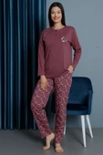 Yakası Çiçek Nakışlı Kadın Pijama Takım Magenta thumbnail 2