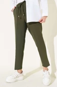 Beli Lastikli Dar Paça Pantolon Haki - 1