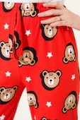 Desenli Süet Pijama Altı Kırmızı Ayıcık - 4