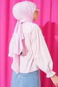 Bel Tünelli Büzgülü Kısa Gömlek Pembe - 3