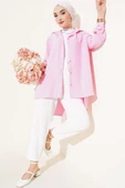 Linda Çizgili Oversize Gömlek Pembe thumbnail 2