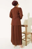 Pilise Etekli Tunik İkili Takım Kahve thumbnail 3
