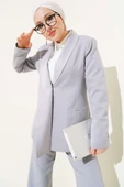 Saten Garnili Ceket İkili Takım Gri thumbnail 2