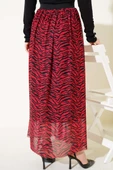 Bel Lastikli Desenli Şifon Etek Kırmızı thumbnail 3