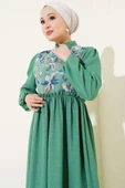 Tül Çiçekli Elbise Yeşil thumbnail 2