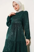 Dalga Desen Jakar Elbise Zümrüt thumbnail 2