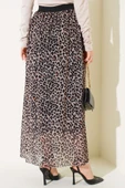 Bel Lastikli Desenli Şifon Etek Leopar thumbnail 3