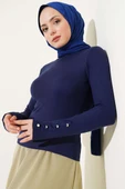 Bileği Metal Düğmeli Body Lacivert - 2