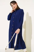Ağaç Kabuğu Uzun Gömlek Lacivert thumbnail 2
