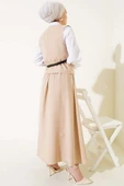 Çapraz Düğmeli Kemerli Etekli İkili Takım Latte thumbnail 3