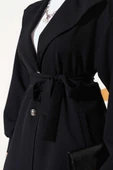 Kruvaze Yaka Kuşaklı İkili Takım Siyah thumbnail 4