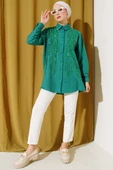 Önü Pul Süslemeli Basic Gömlek Yeşil thumbnail 2