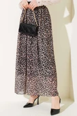 Bel Lastikli Desenli Şifon Etek Leopar thumbnail 2