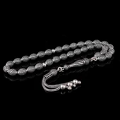 925 Ayar Gümüş Arpa Kesim Fizyon Tesbih Model 11 thumbnail 1