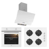 Esty (AEF6601W03 - ACO5601W02 - 3480W01) Beyaz Cam Ankastre Set - 1