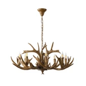 Apliqa Zoye Ahşap 8'li Geyik Boynuzu Desenli Modern Kafe Restoran. Salon Avize thumbnail 2